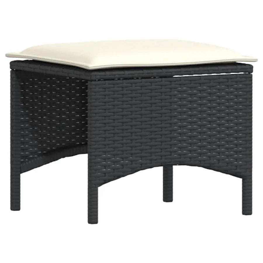 Salon de jardin 5 pcs avec coussins noir résine tressée - 6