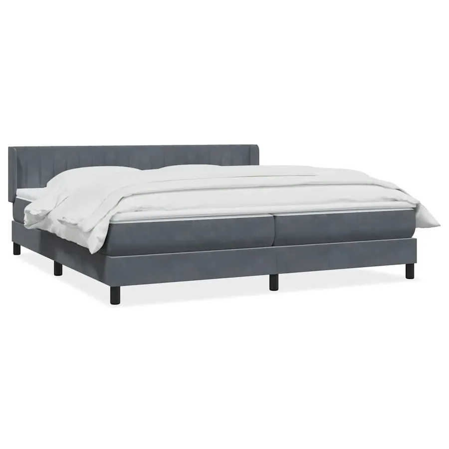 Sommier à lattes de lit et matelas gris foncé 180x210cm velours - 2