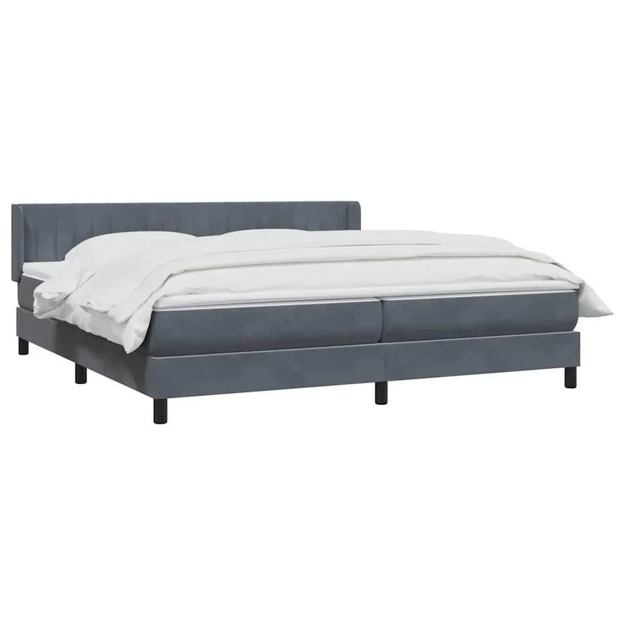 Sommier à lattes de lit et matelas gris foncé 180x210cm velours - 3