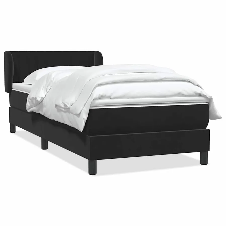 Sommier à lattes de lit avec matelas noir 90x220 cm velours - 2