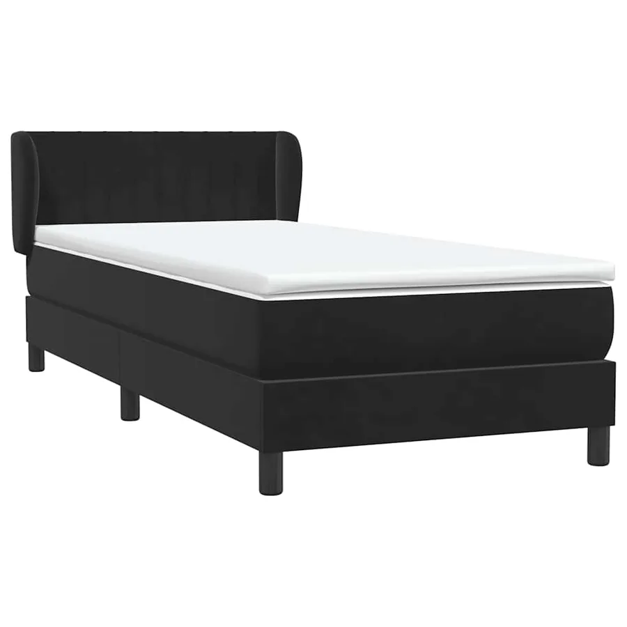 Sommier à lattes de lit avec matelas noir 90x220 cm velours - 4