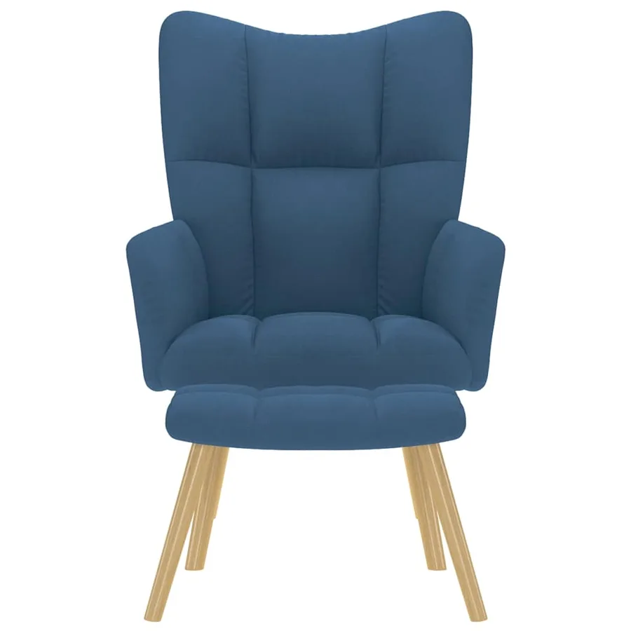 Chaise de relaxation avec repose-pied Bleu Tissu - 3