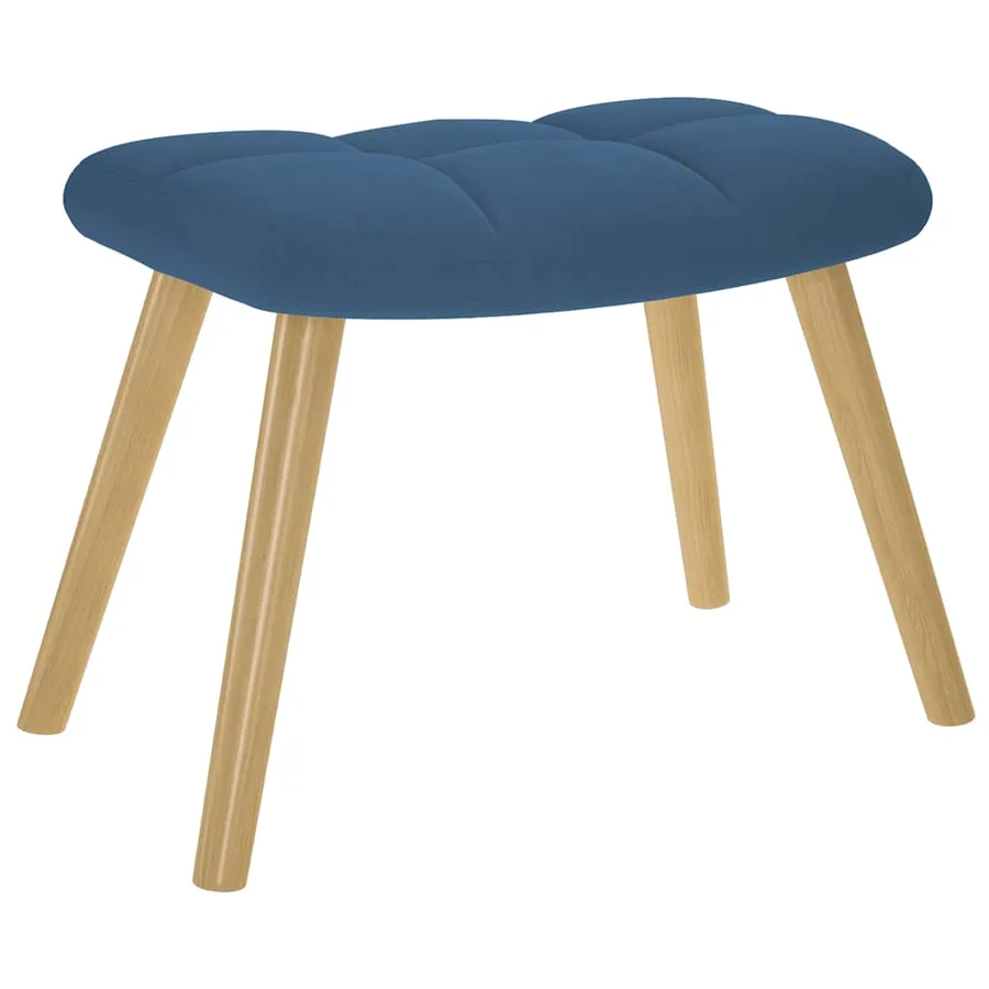 Chaise de relaxation avec repose-pied Bleu Tissu - 5