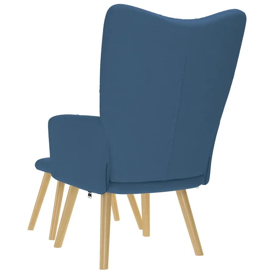 Chaise de relaxation avec repose-pied Bleu Tissu - 7