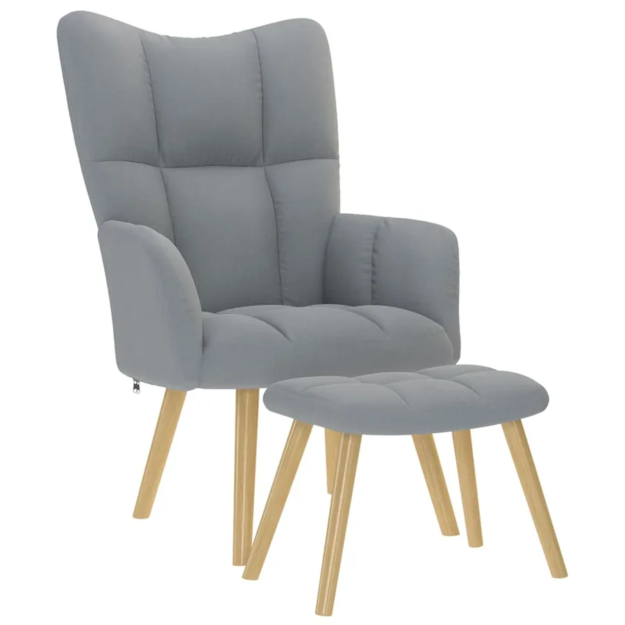 Chaise de relaxation avec repose-pied Gris clair Tissu