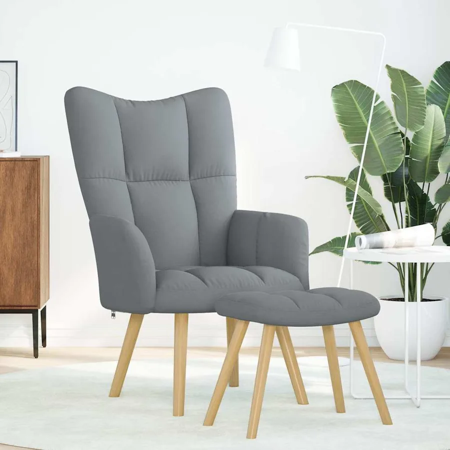 Chaise de relaxation avec repose-pied Gris clair Tissu - 2