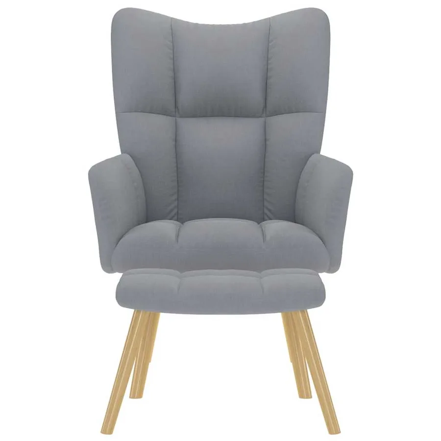 Chaise de relaxation avec repose-pied Gris clair Tissu - 3