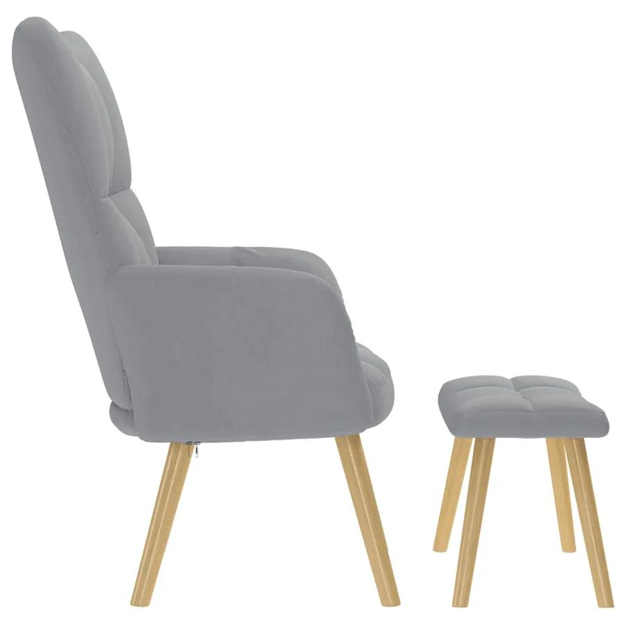 Chaise de relaxation avec repose-pied Gris clair Tissu - 6