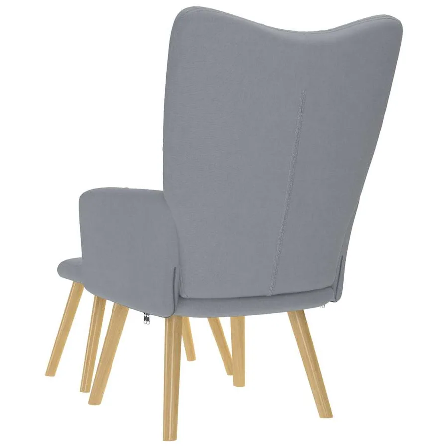 Chaise de relaxation avec repose-pied Gris clair Tissu - 7