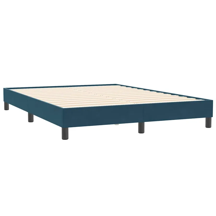 Cadre de lit sans matelas bleu foncé 160x210 cm velours - 2