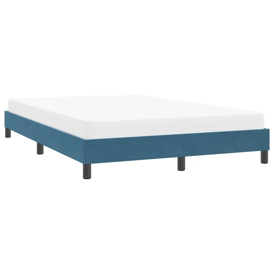 Cadre de lit sans matelas bleu foncé 160x210 cm velours - 4