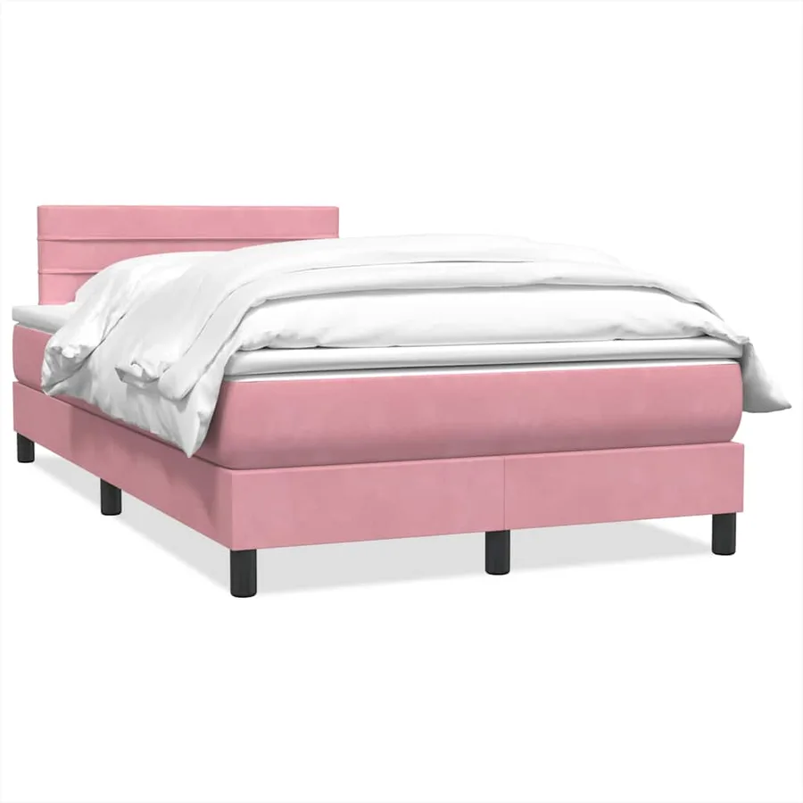 Sommier à lattes de lit avec matelas rose 120x210 cm velours - 2