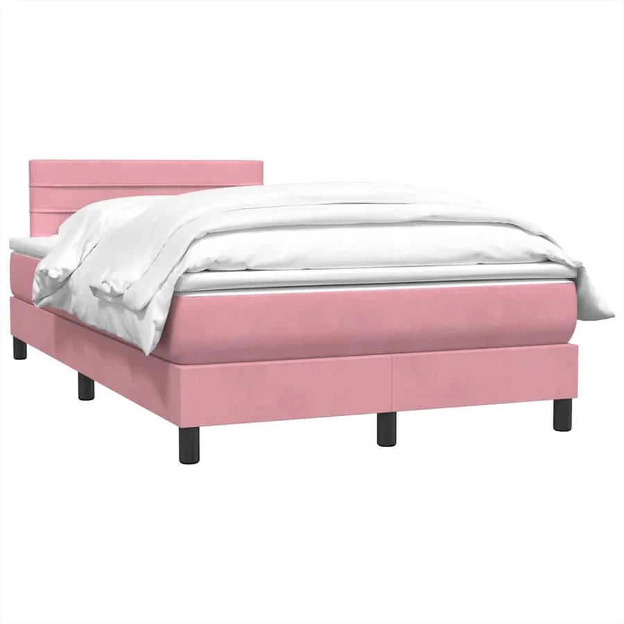 Sommier à lattes de lit avec matelas rose 120x210 cm velours - 3