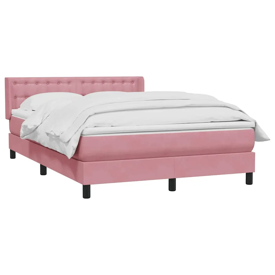 Sommier à lattes de lit avec matelas rose 160x210 cm velours - 3