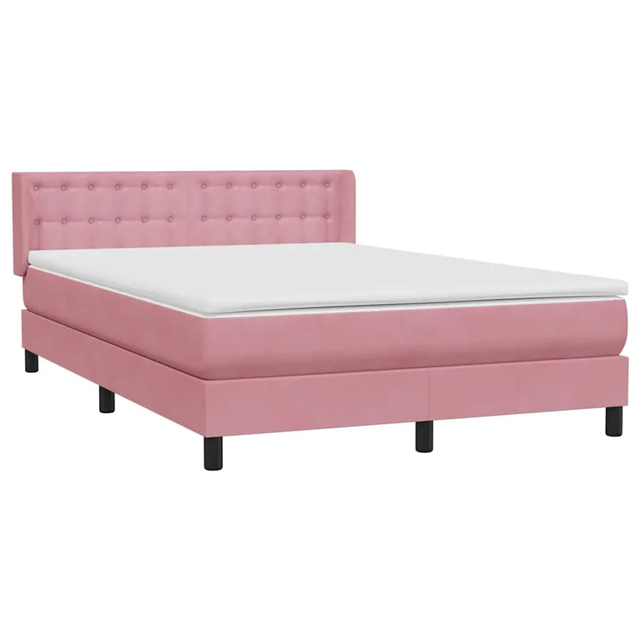Sommier à lattes de lit avec matelas rose 160x210 cm velours - 4