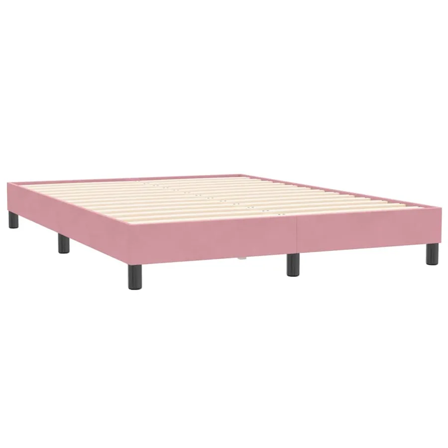 Sommier à lattes de lit avec matelas rose 160x210 cm velours - 5