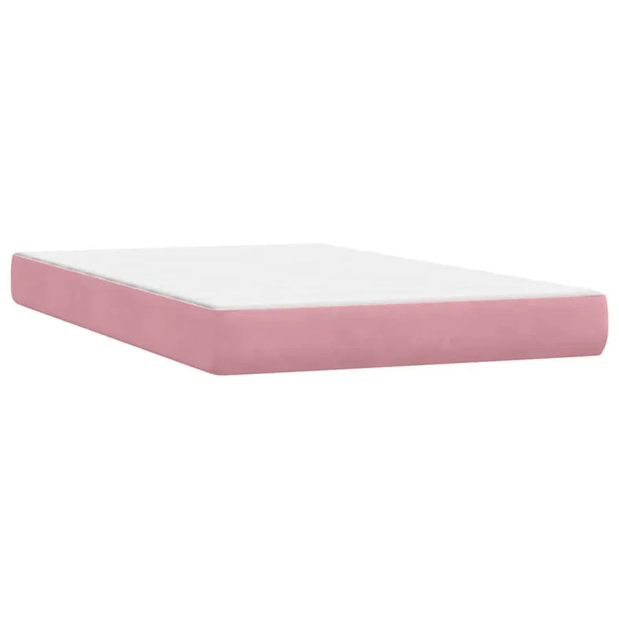 Sommier à lattes de lit avec matelas et LED rose 120x210 cm velours - 8