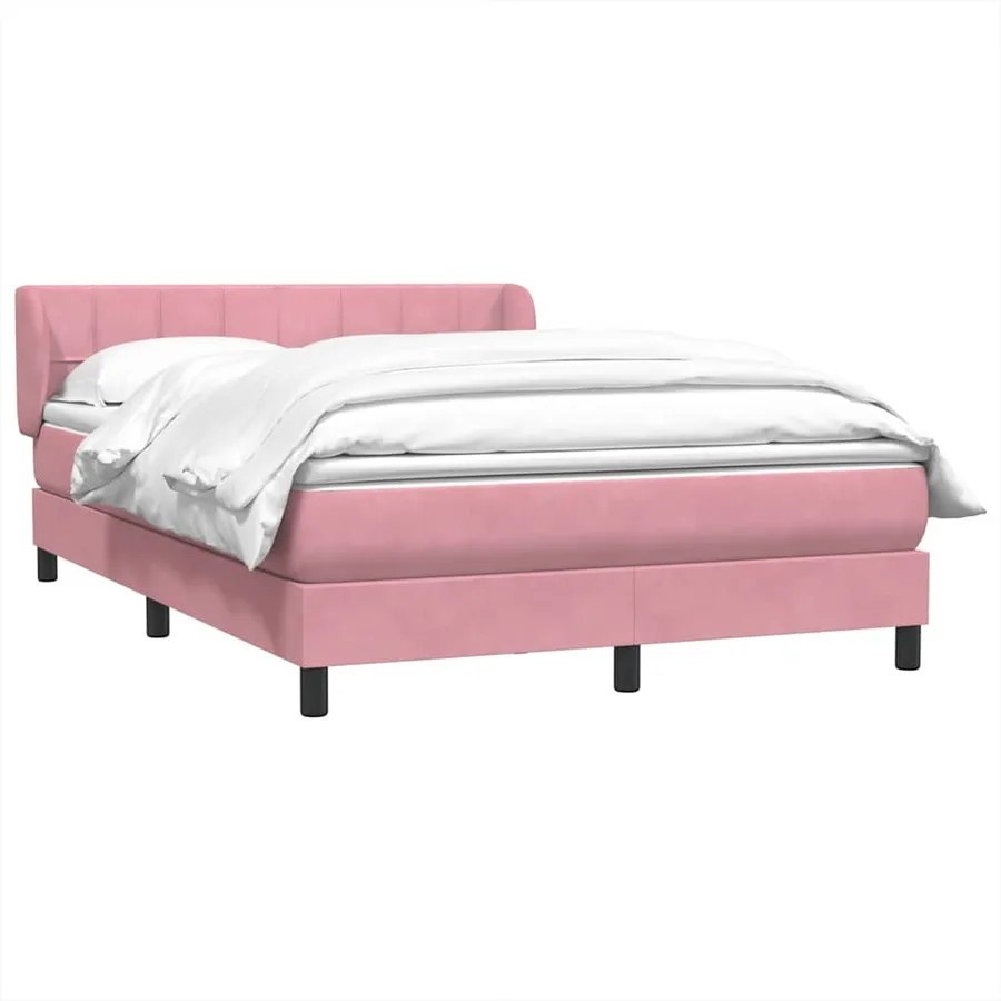 Sommier à lattes de lit avec matelas rose 160x210 cm velours - 3
