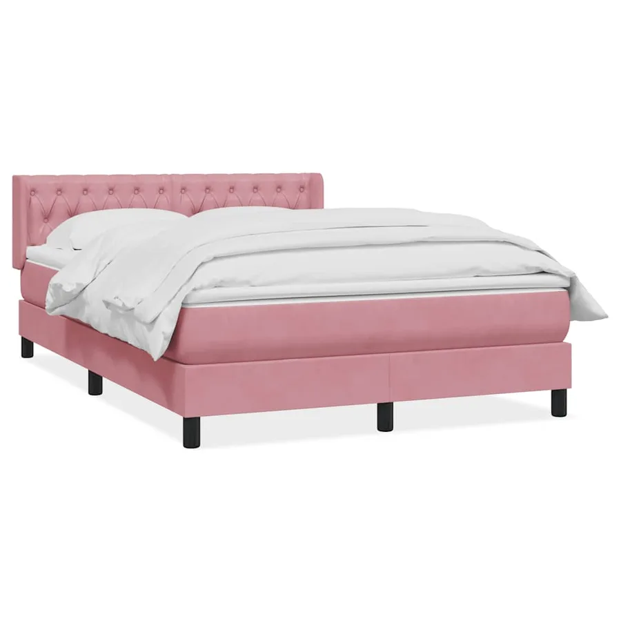 Sommier à lattes de lit avec matelas rose 160x210 cm velours - 2