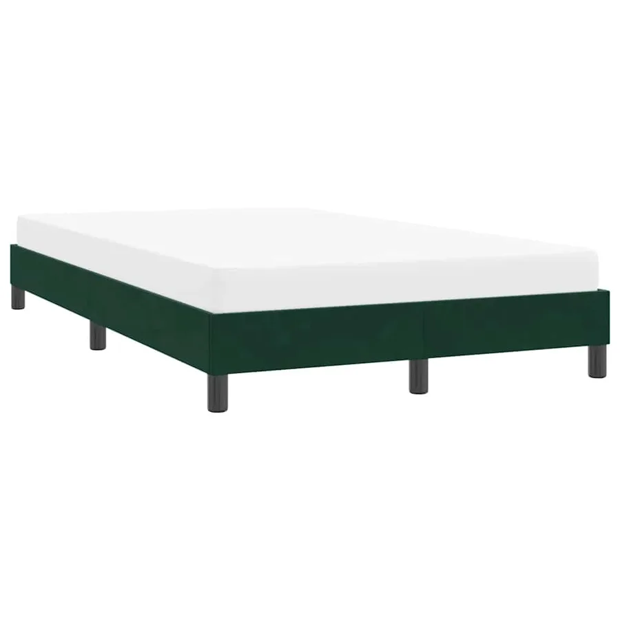Cadre de lit sans matelas vert foncé 120x210 cm velours - 4