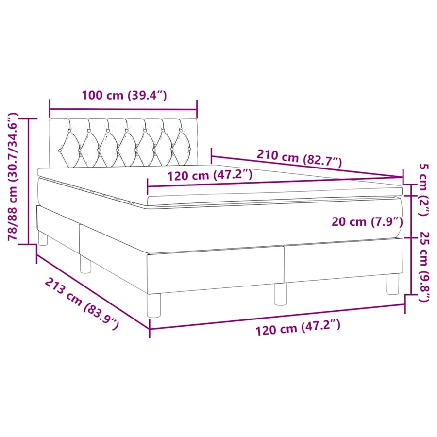 Sommier à lattes de lit avec matelas rose 120x210 cm velours - 12