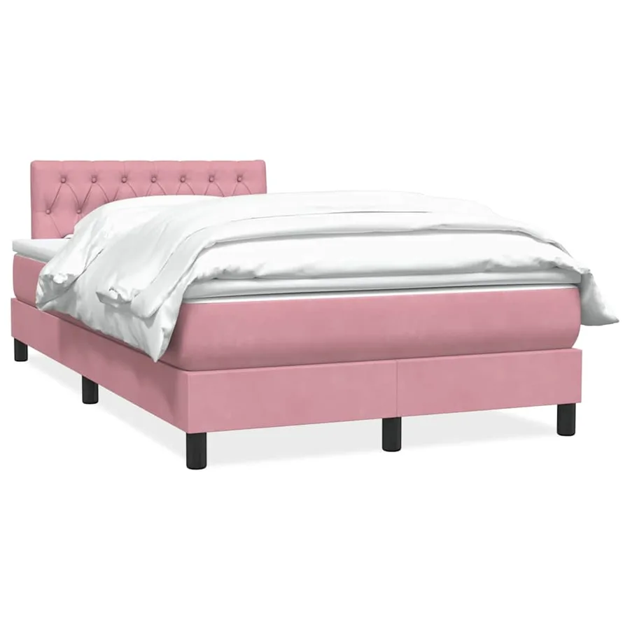Sommier à lattes de lit avec matelas rose 120x210 cm velours - 2