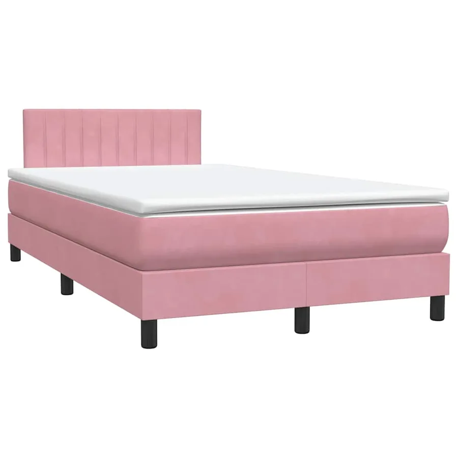 Sommier à lattes de lit avec matelas rose 120x210 cm velours - 2