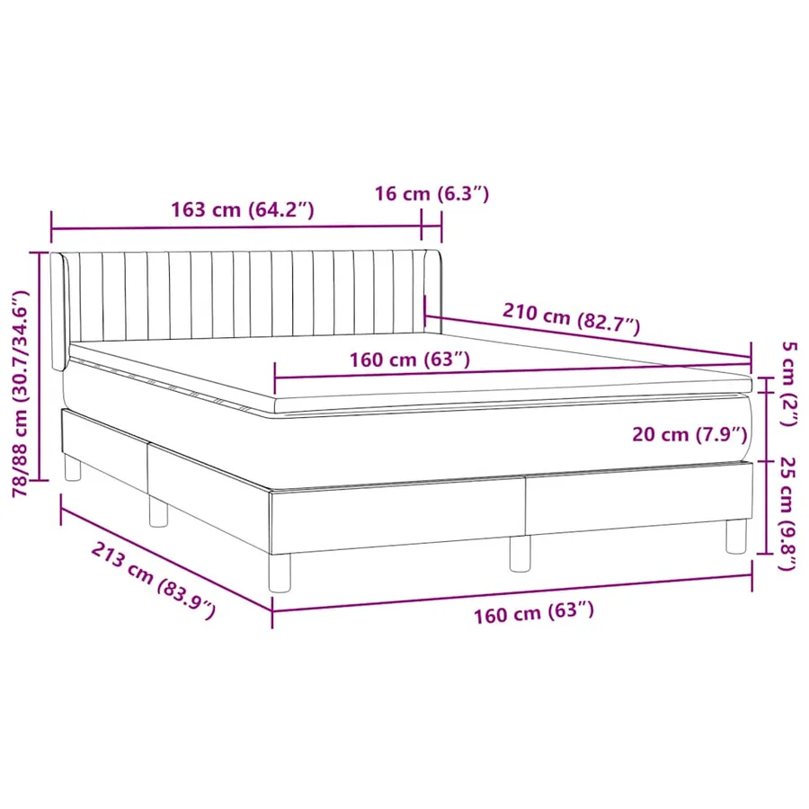 Sommier à lattes de lit avec matelas rose 160x210 cm velours - 12