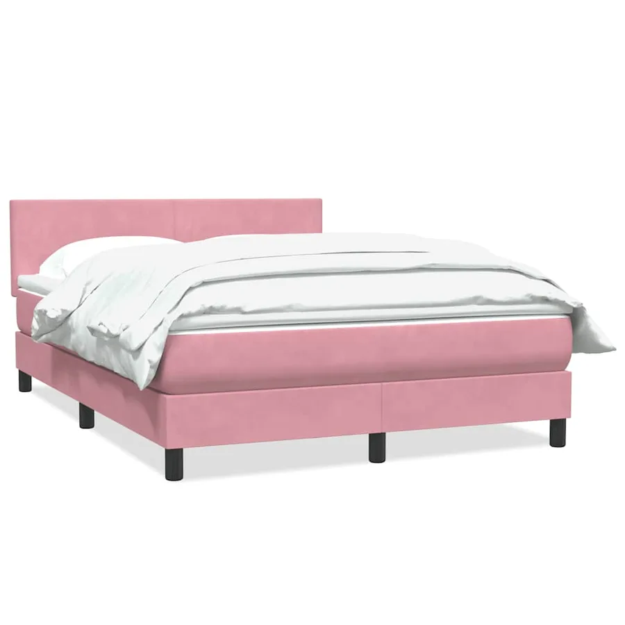 Sommier à lattes de lit avec matelas rose 160x210 cm velours - 2