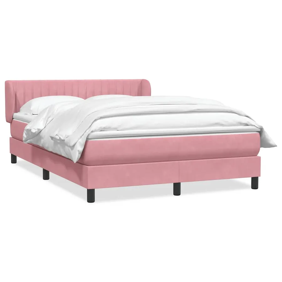 Sommier à lattes de lit avec matelas rose 160x210 cm velours - 2