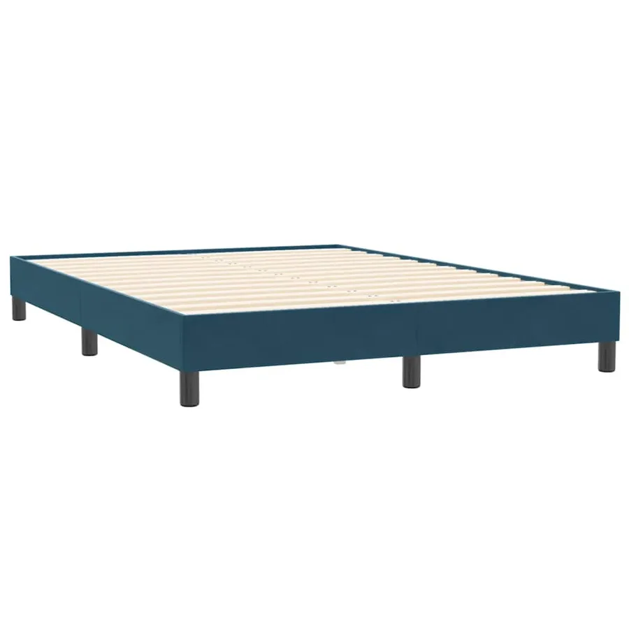 Sommier à lattes de lit et matelas bleu foncé 160x210cm velours - 5