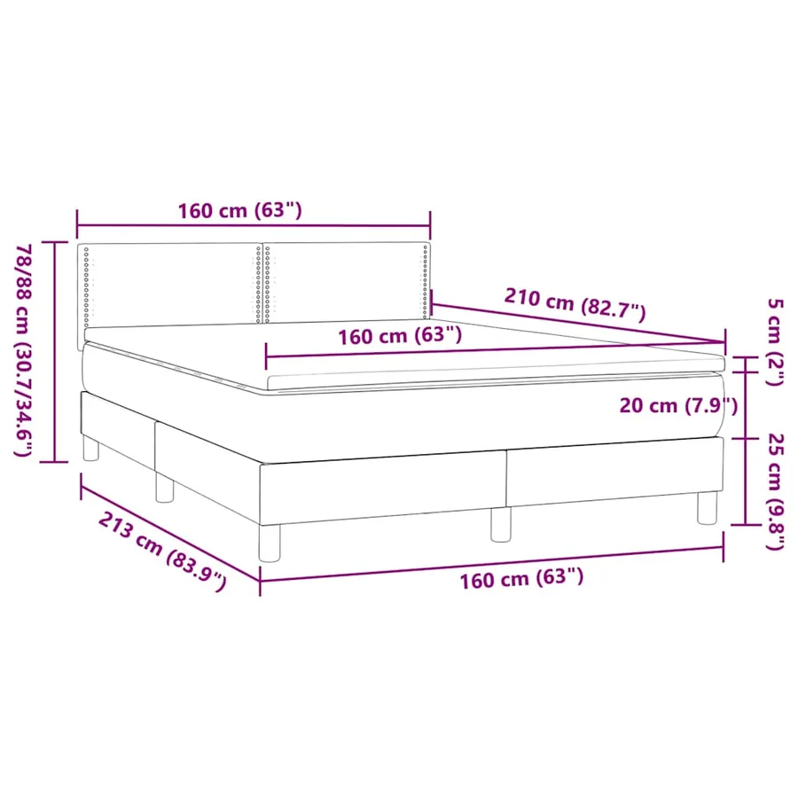 Sommier à lattes de lit avec matelas rose 160x210 cm velours - 12