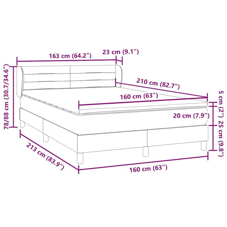 Sommier à lattes de lit avec matelas rose 160x210 cm velours - 12