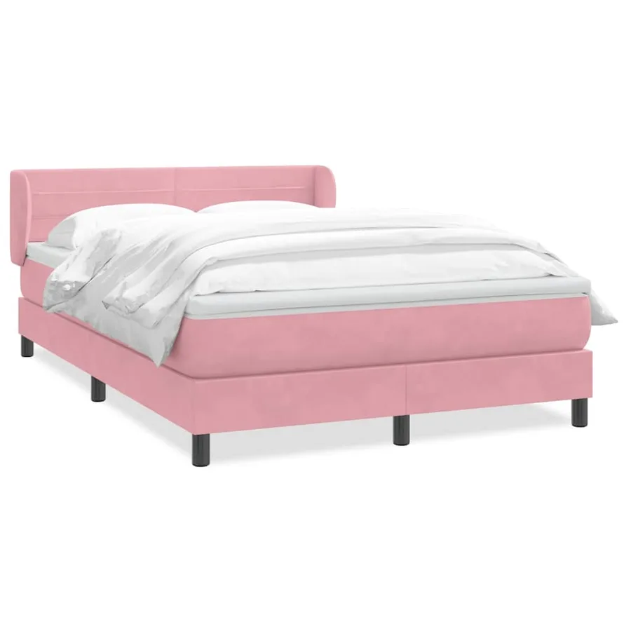 Sommier à lattes de lit avec matelas rose 160x210 cm velours - 2