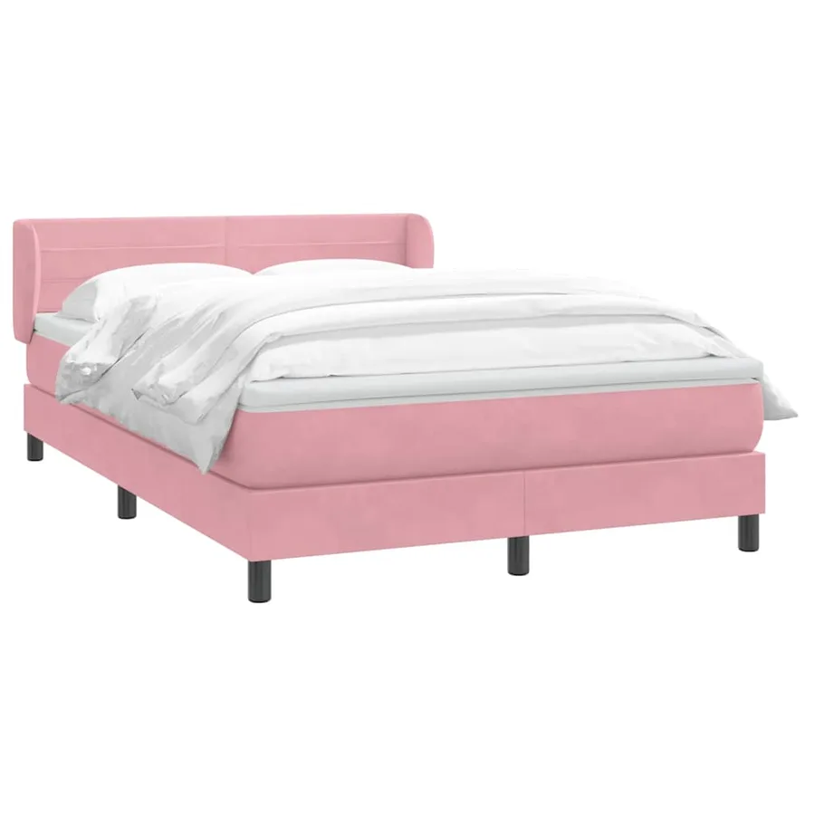 Sommier à lattes de lit avec matelas rose 160x210 cm velours - 3