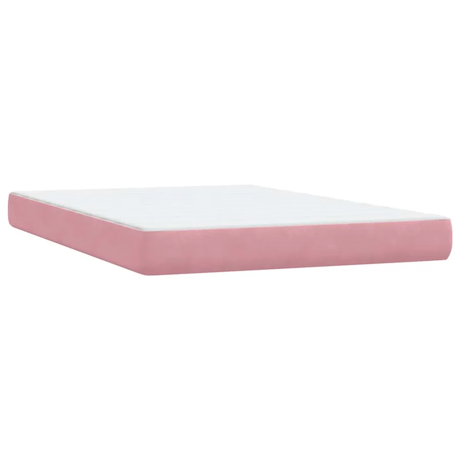 Sommier à lattes de lit avec matelas rose 160x210 cm velours - 6