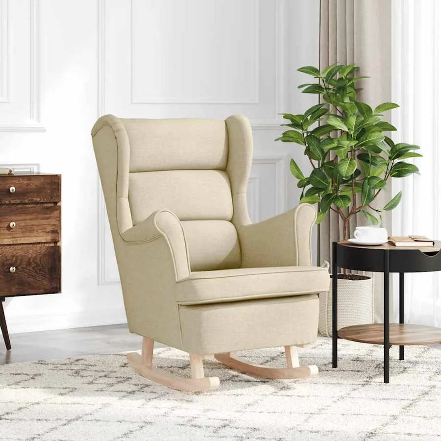 Chaise à bascule crème 74x90x102 cm tissu