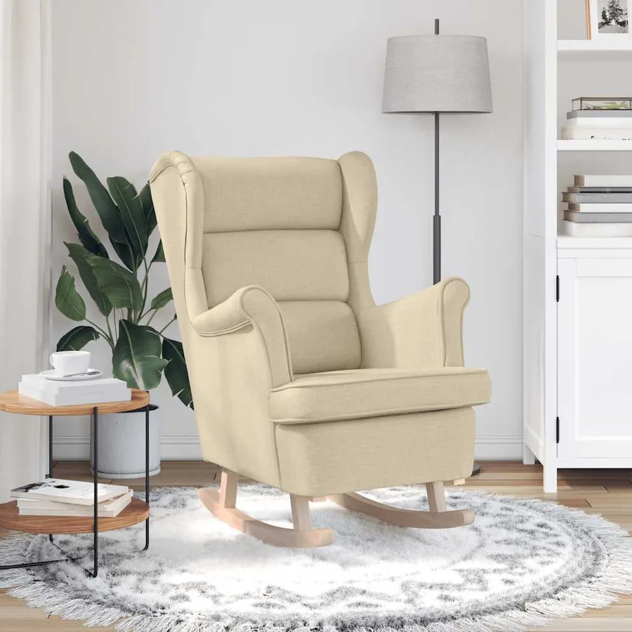 Chaise à bascule crème 74x90x102 cm tissu - 3