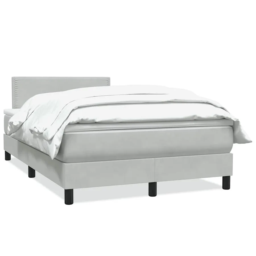 Sommier à lattes de lit et matelas gris clair 120x210cm velours - 2