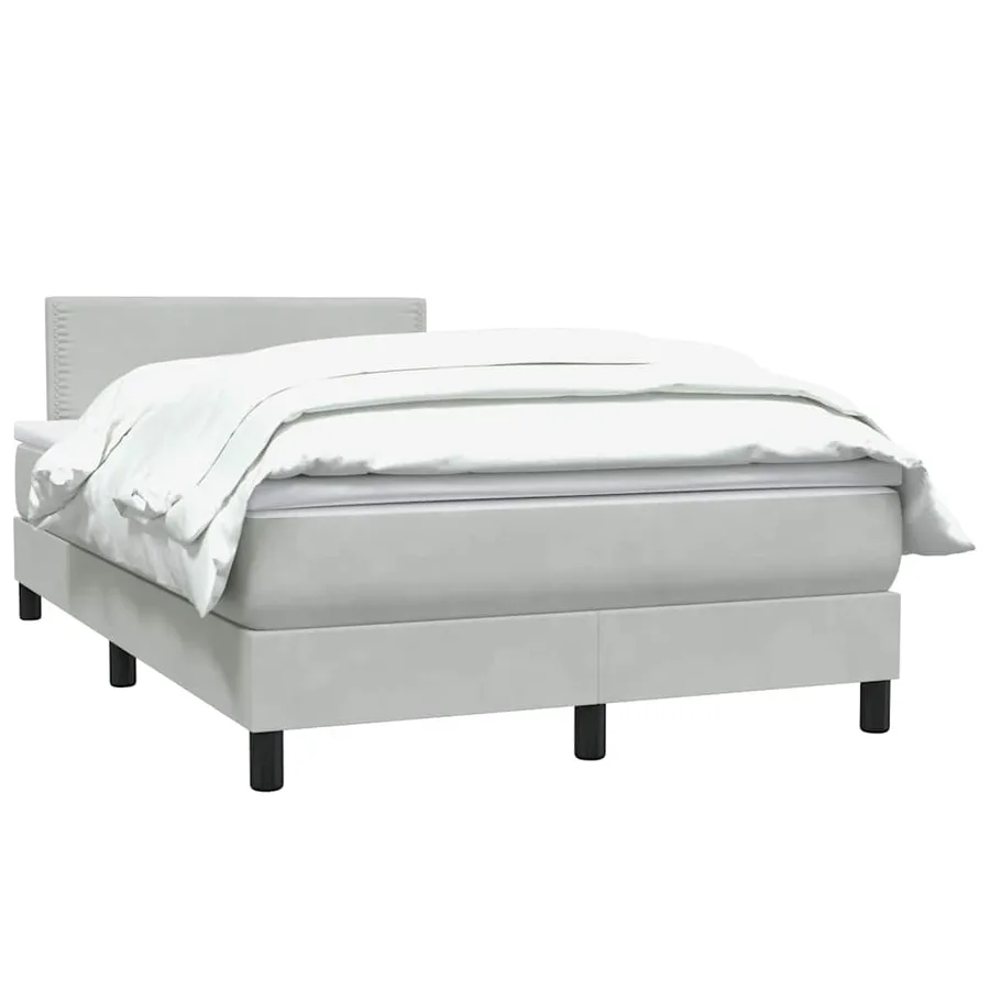 Sommier à lattes de lit et matelas gris clair 120x210cm velours - 3