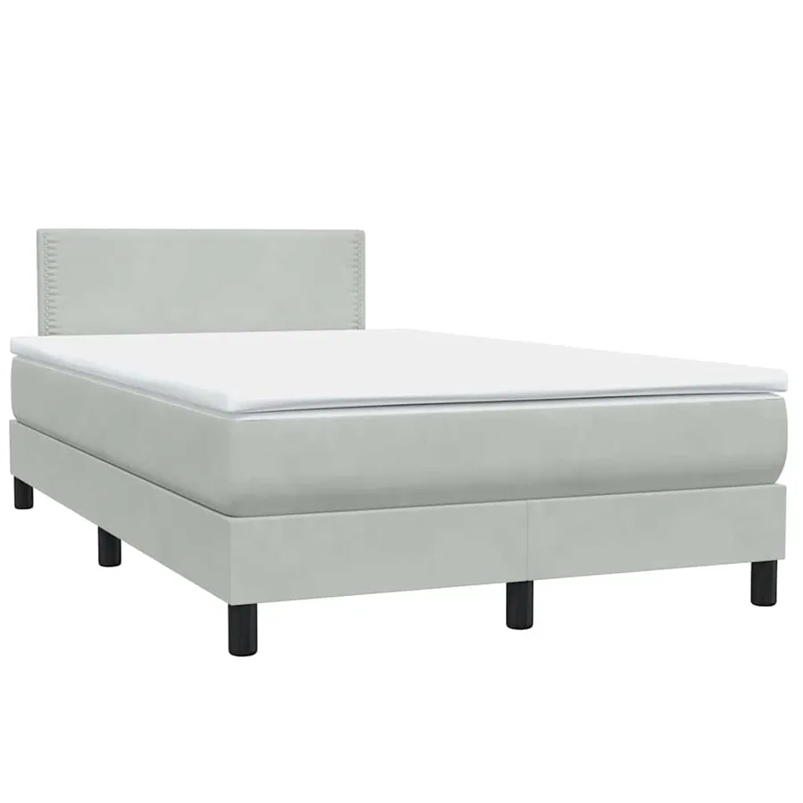 Sommier à lattes de lit et matelas gris clair 120x210cm velours - 4