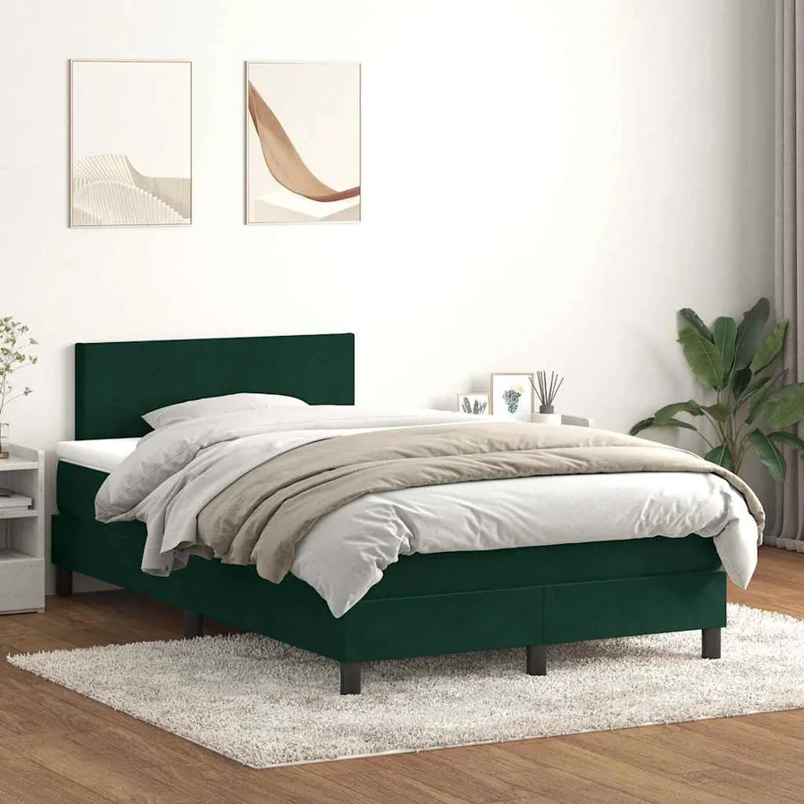 Sommier à lattes de lit et matelas vert foncé 120x210cm velours