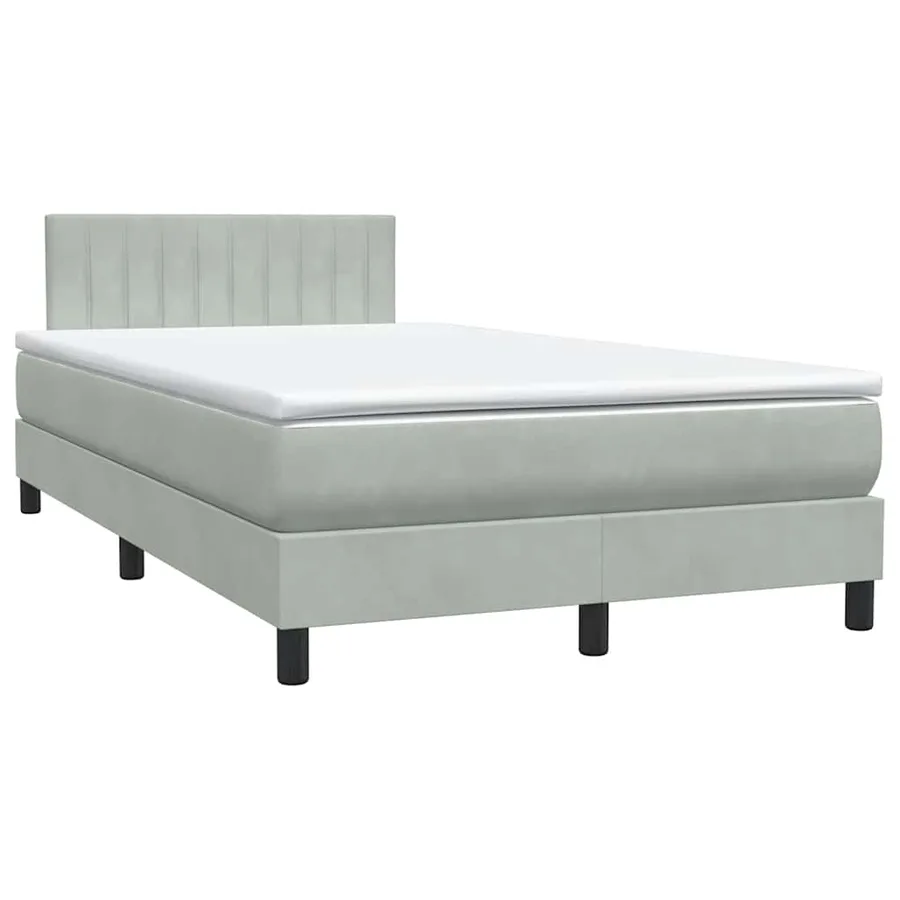 Sommier à lattes de lit et matelas et LED gris clair 120x210cm velours - 5