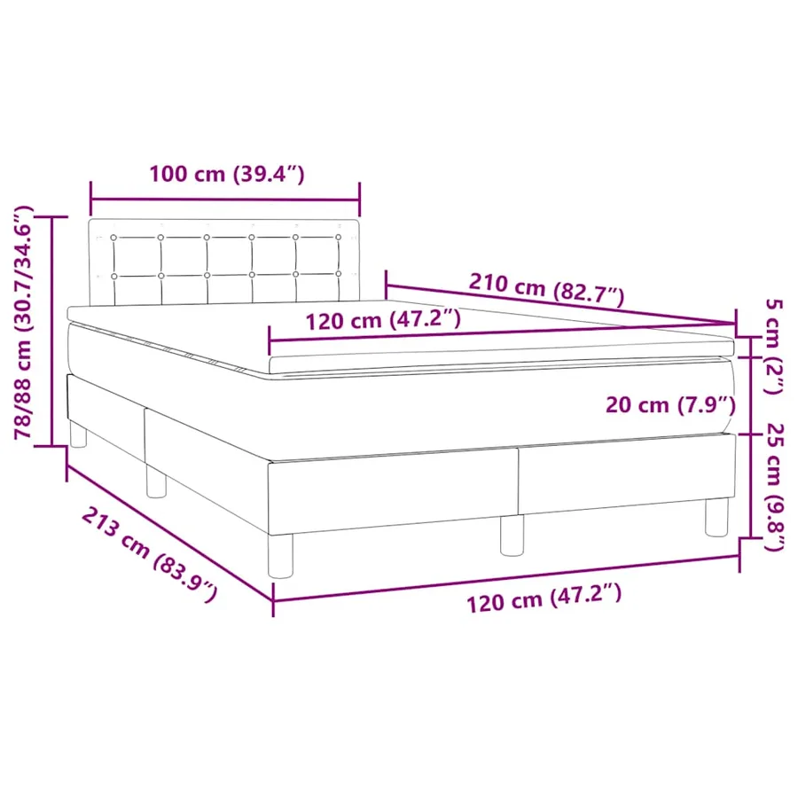 Sommier à lattes de lit et matelas gris clair 120x210cm velours - 12