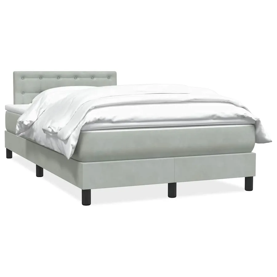 Sommier à lattes de lit et matelas gris clair 120x210cm velours - 2