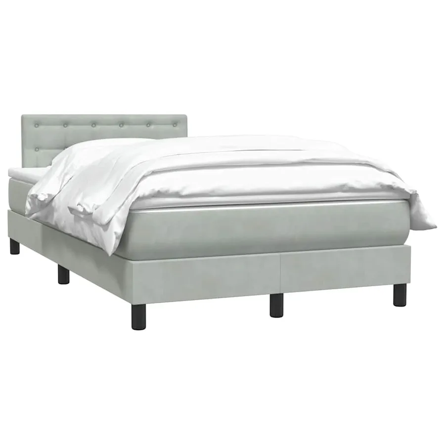 Sommier à lattes de lit et matelas gris clair 120x210cm velours - 3