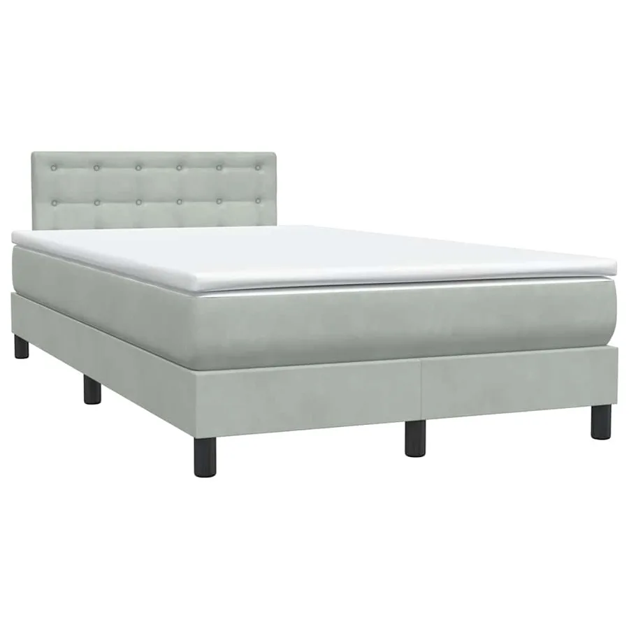 Sommier à lattes de lit et matelas gris clair 120x210cm velours - 4