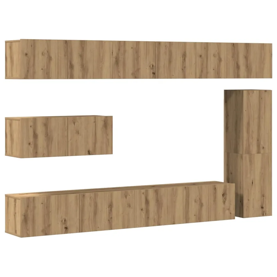 Ensemble de meuble TV mural 7 pcs chêne artisanal - 2
