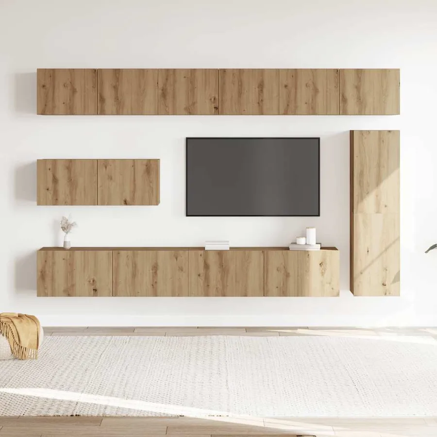 Ensemble de meuble TV mural 7 pcs chêne artisanal - 3