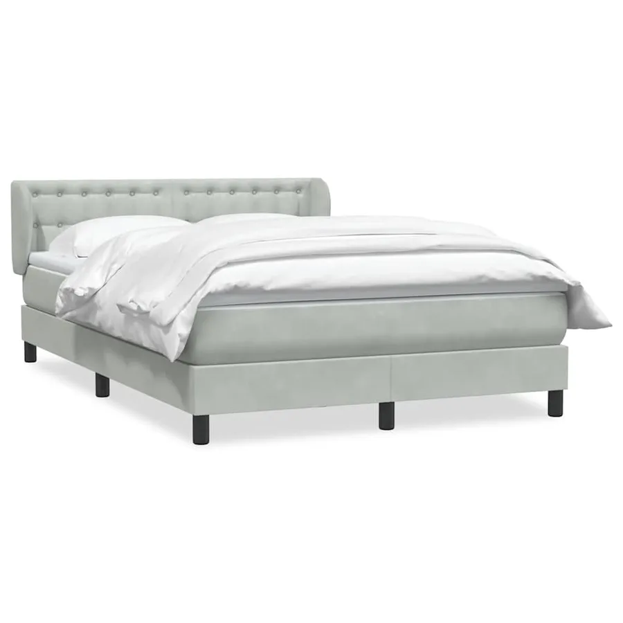 Sommier à lattes de lit et matelas gris clair 160x210cm velours - 2
